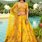 Radiant Yellow Silk Lehenga with Mirror Accents and Scalloped Dupatta