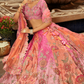 Pastel Pink and Peach Dual-Tone Silk Lehenga with Floral Thread Embroidery