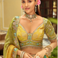 Mustard Yellow and Teal Silk Bridal Lehenga with Scalloped Cut-Work Border