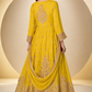 Yellow Chinnon Silk Embroidered Anarkali Suit for Festive & Wedding Wear