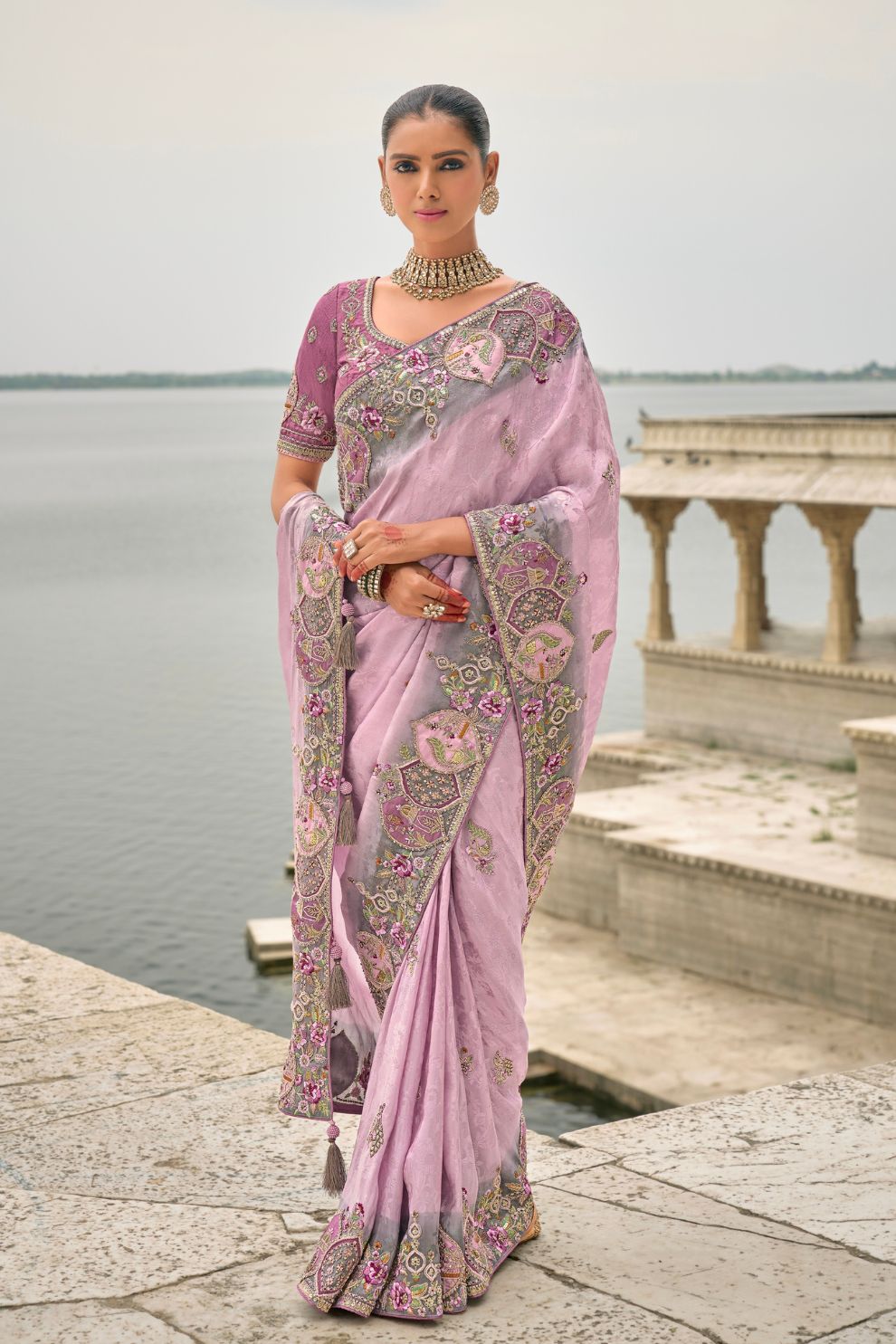 Opulent Designer Viscose Jacquard Saree with Zari Sequins Work