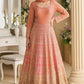 LaVante Fashion orange georgette Anarkali suit with intricate zari and sequin embroidery, flowing silhouette, ideal for weddings and festivals.