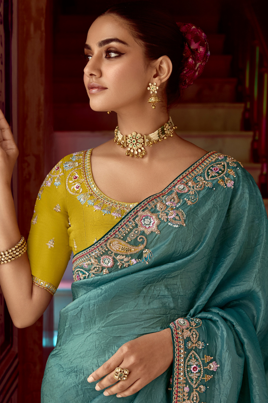 Elegant Lightweight Tissue Silk Saree for Festive and Party Wear