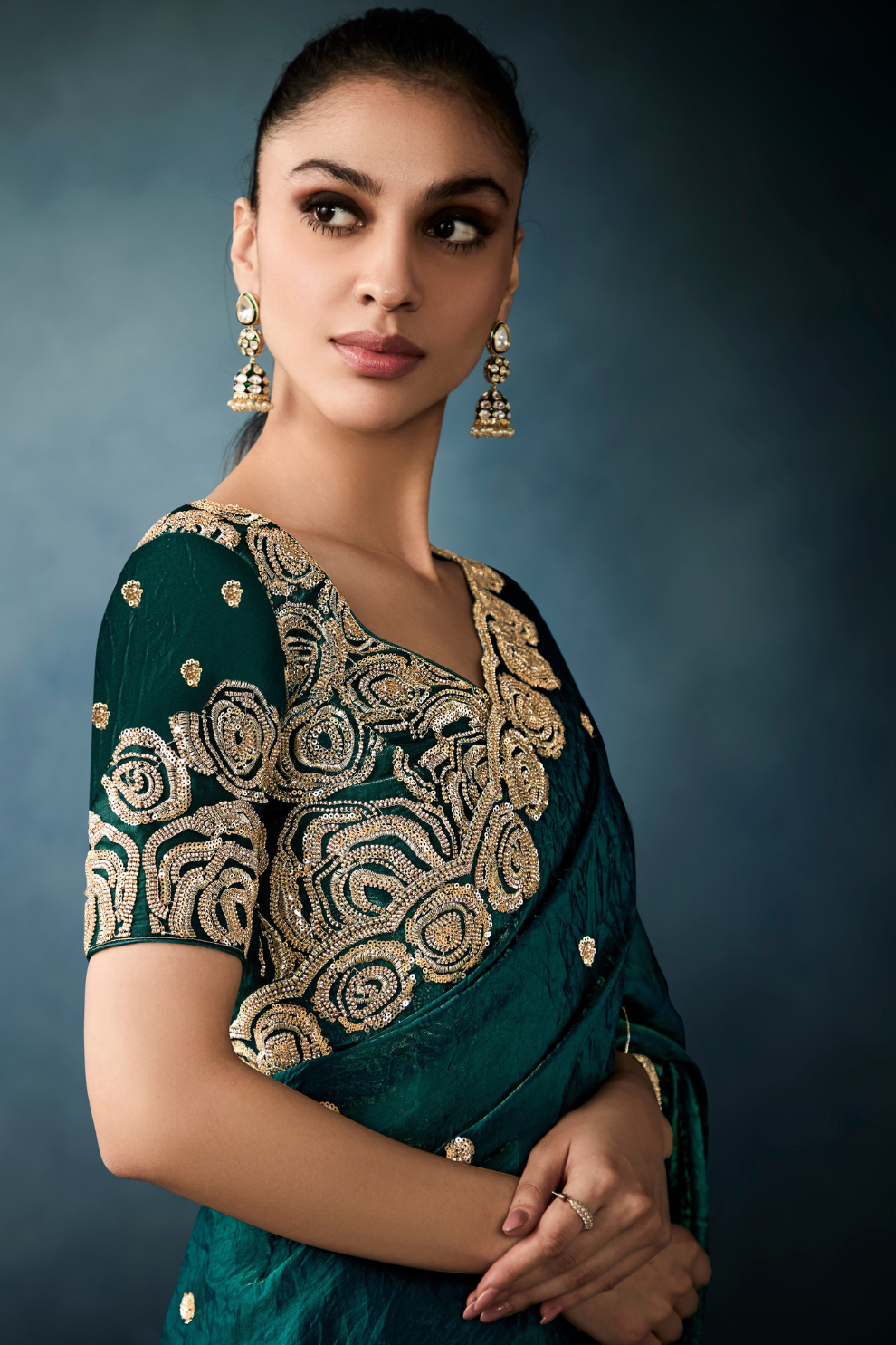 Tissue Saree with Handwork Detailing and Designer Cut Work Border