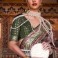 Designer Mercerized Silk Saree with Ajrakh-Batik Fusion and Golden Print