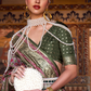 Designer Mercerized Silk Saree with Ajrakh-Batik Fusion and Golden Print
