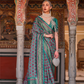 Designer Mercerized Silk Saree with Ajrakh-Batik Fusion and Golden Print