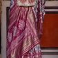 Designer Mercerized Silk Saree with Ajrakh-Batik Fusion and Golden Print