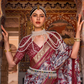 Designer Mercerized Silk Saree with Ajrakh-Batik Fusion and Golden Print
