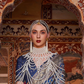 Designer Mercerized Silk Saree with Ajrakh-Batik Fusion and Golden Print