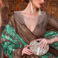 Designer Mercerized Silk Saree with Ajrakh-Batik Fusion and Golden Print