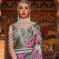 Designer Mercerized Silk Saree with Ajrakh-Batik Fusion and Golden Print