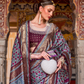 Designer Mercerized Silk Saree with Ajrakh-Batik Fusion and Golden Print
