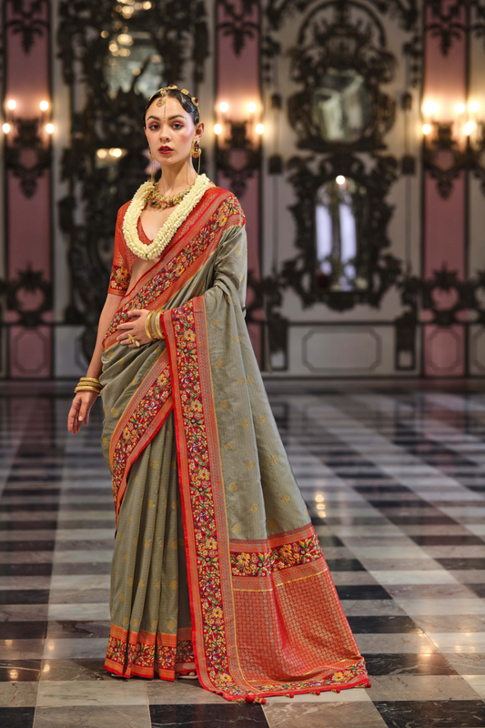 Super Banarasi P.V. Silk Saree with Jacquard Weaving Butti Work