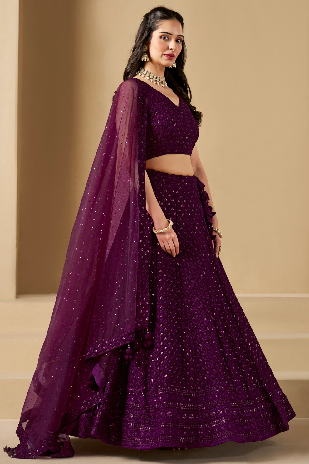 Captivating Thread Work Georgette Party Wear Lehenga Choli