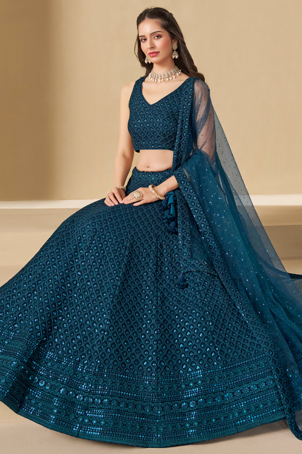 Captivating Thread Work Georgette Party Wear Lehenga Choli