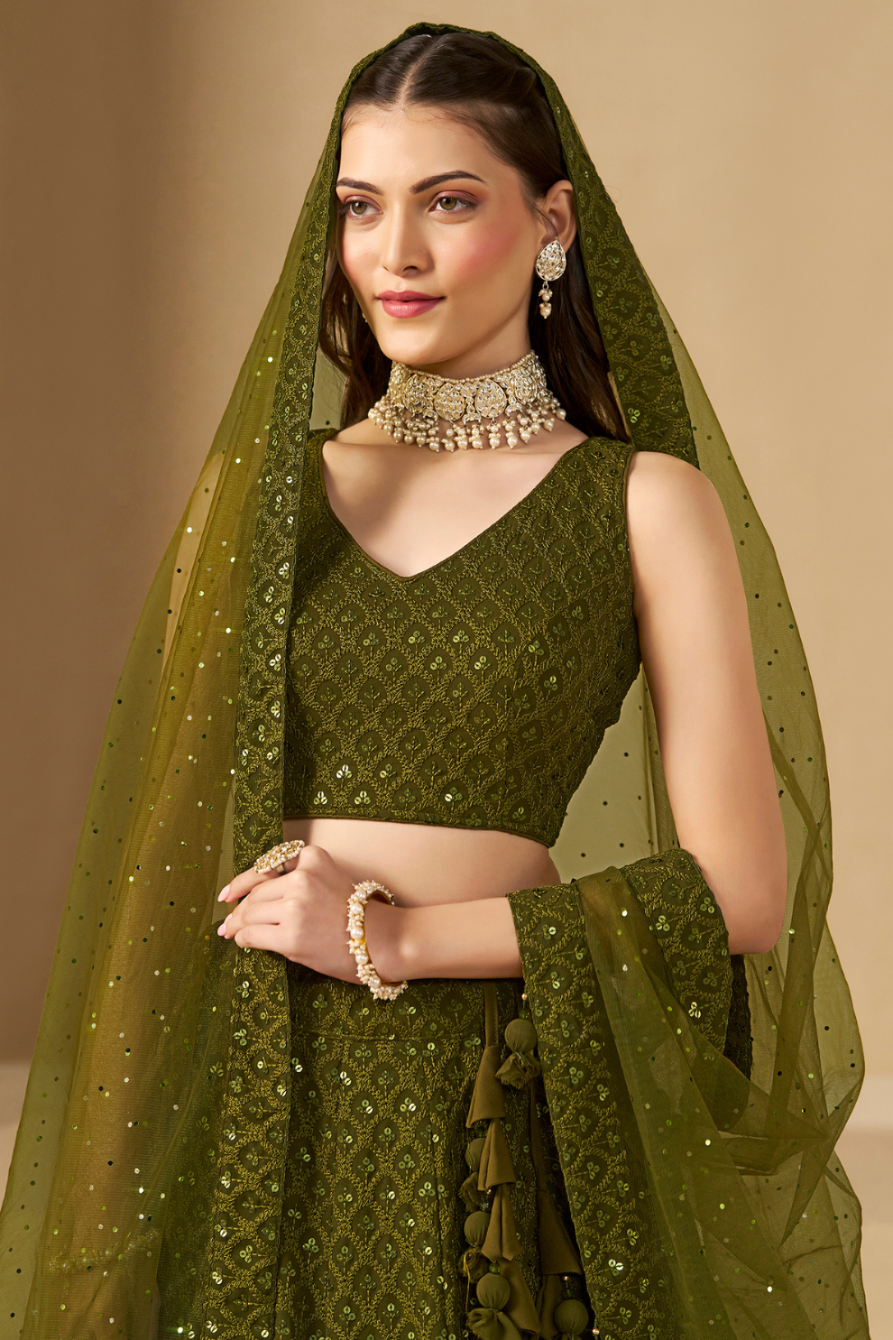 Captivating Thread Work Georgette Party Wear Lehenga Choli