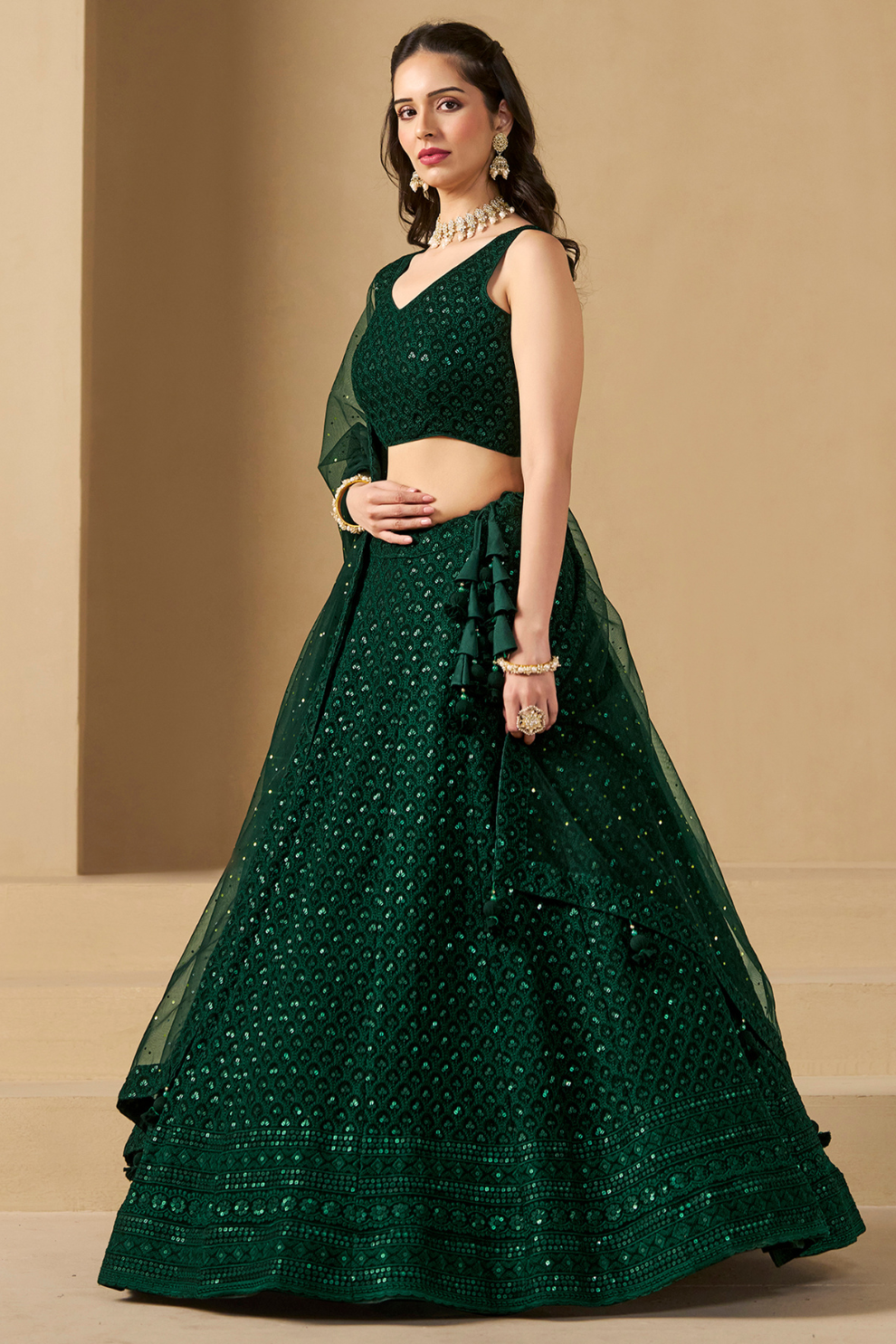 Captivating Thread Work Georgette Party Wear Lehenga Choli