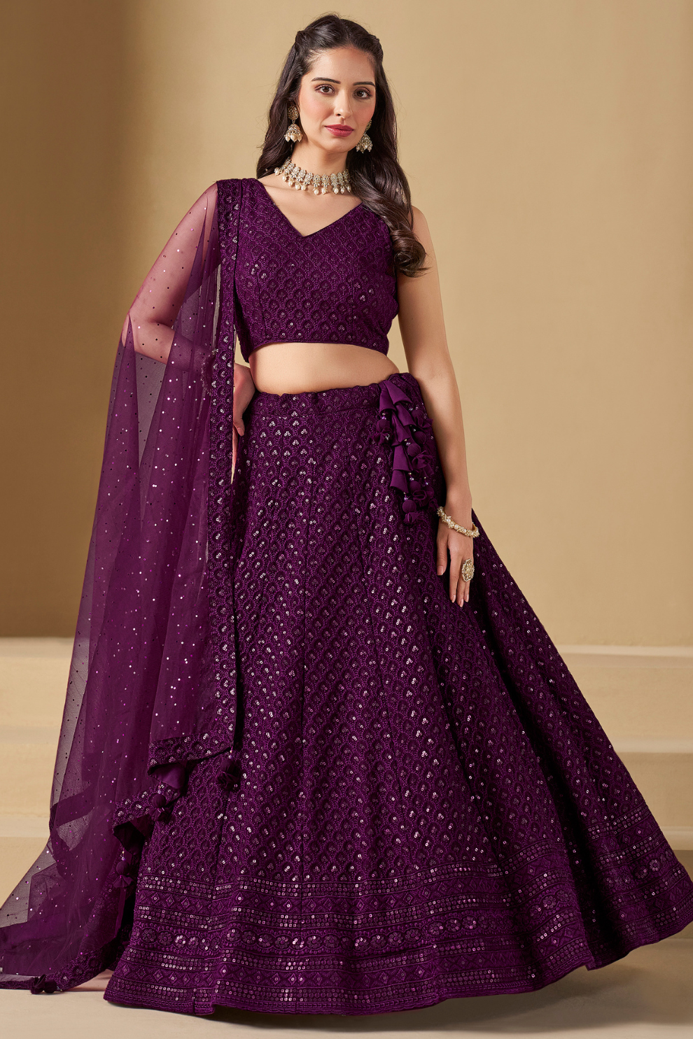 Captivating Thread Work Georgette Party Wear Lehenga Choli