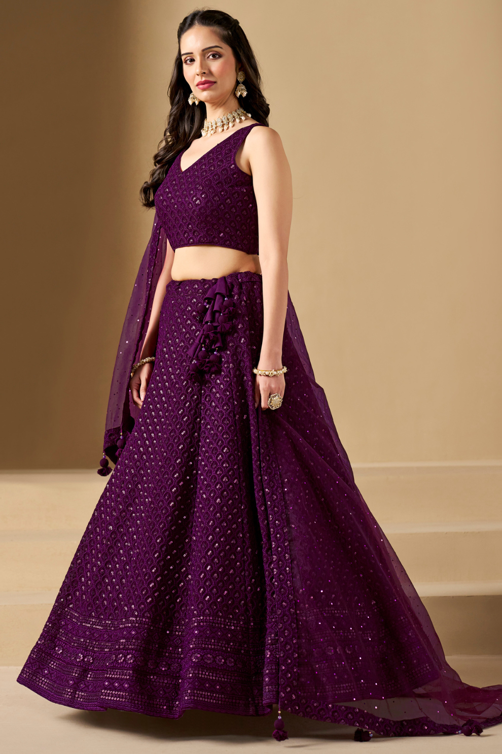Captivating Thread Work Georgette Party Wear Lehenga Choli