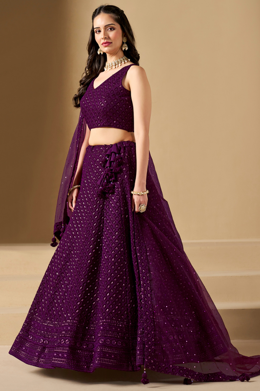 Captivating Thread Work Georgette Party Wear Lehenga Choli