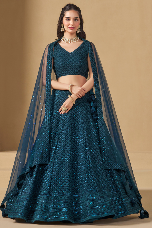 Captivating Thread Work Georgette Party Wear Lehenga Choli