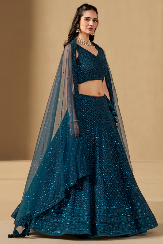 Captivating Thread Work Georgette Party Wear Lehenga Choli