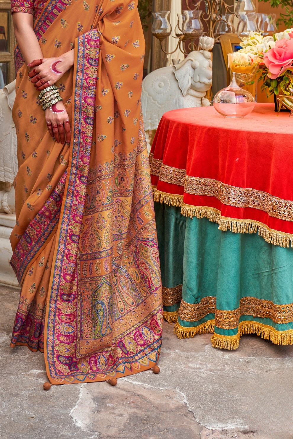 Soft Silk Banarasi Saree with Butta & Pashmina Print