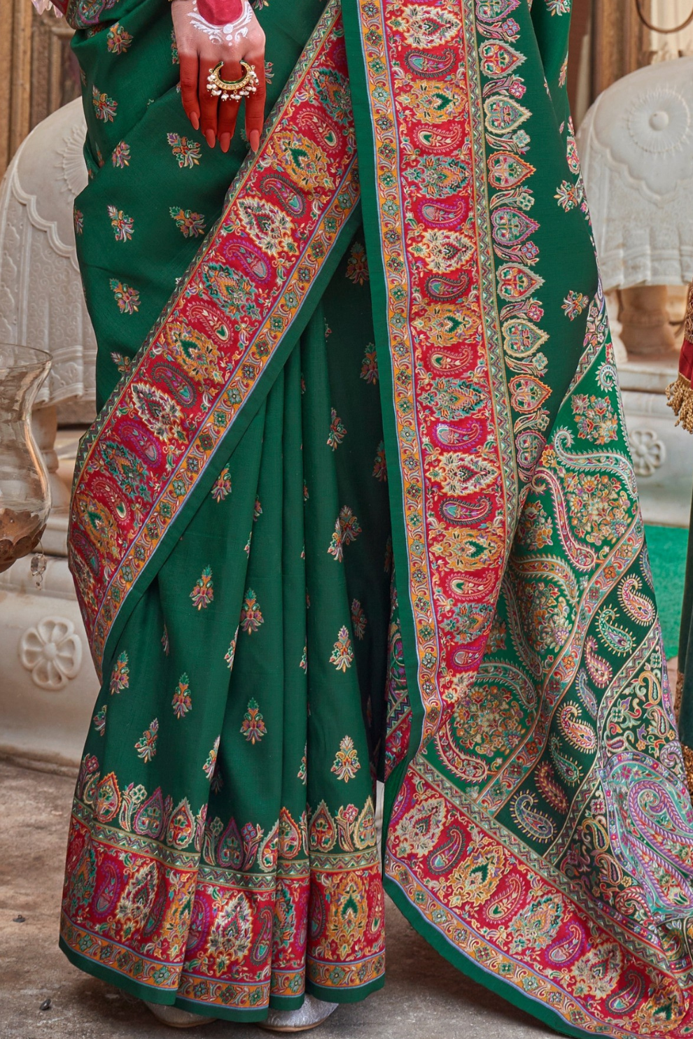 Soft Silk Banarasi Saree with Butta & Pashmina Print