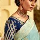 Banarasi Silk Saree with Elegant Contrast Blouse Design