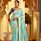 Banarasi Silk Saree with Elegant Contrast Blouse Design