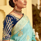 Banarasi Silk Saree with Elegant Contrast Blouse Design