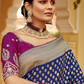 Banarasi Silk Saree with Elegant Contrast Blouse Design