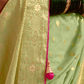 Banarasi Silk Saree with Elegant Contrast Blouse Design
