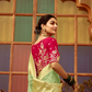 Banarasi Silk Saree with Elegant Contrast Blouse Design