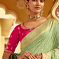 Banarasi Silk Saree with Elegant Contrast Blouse Design