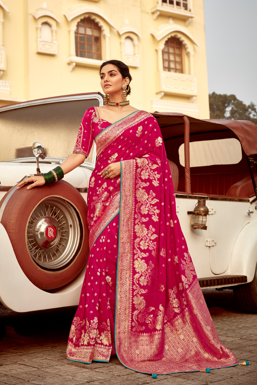 Banarasi Silk Latest Saree Blouse Designs Snowy White Banarasi