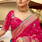Banarasi Silk Saree with Elegant Contrast Blouse Design