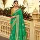 Banarasi Silk Saree with Elegant Contrast Blouse Design