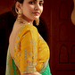 Banarasi Silk Saree with Elegant Contrast Blouse Design