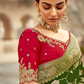 Banarasi Silk Saree with Elegant Contrast Blouse Design