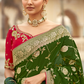 Banarasi Silk Saree with Elegant Contrast Blouse Design