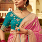 Banarasi Silk Saree with Elegant Contrast Blouse Design