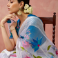 Brasso Teal Printed Saree for Elegant Festive Wear