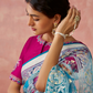 Brasso Teal Printed Saree for Elegant Festive Wear
