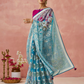 Brasso Teal Printed Saree for Elegant Festive Wear