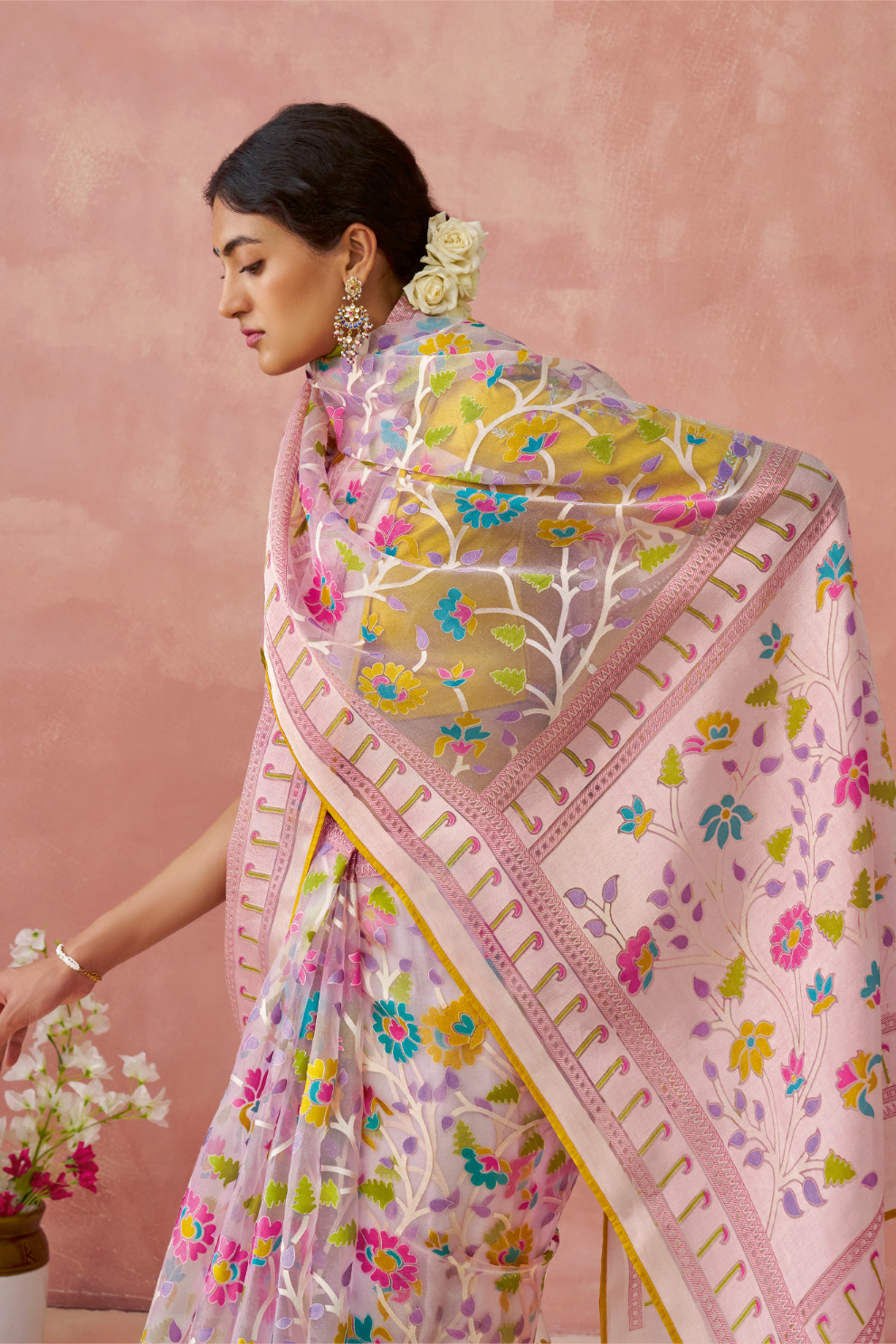 Brasso Teal Printed Saree for Elegant Festive Wear