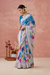 Brasso Teal Printed Saree for Elegant Festive Wear