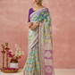 Brasso Teal Printed Saree for Elegant Festive Wear