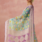 Brasso Teal Printed Saree for Elegant Festive Wear